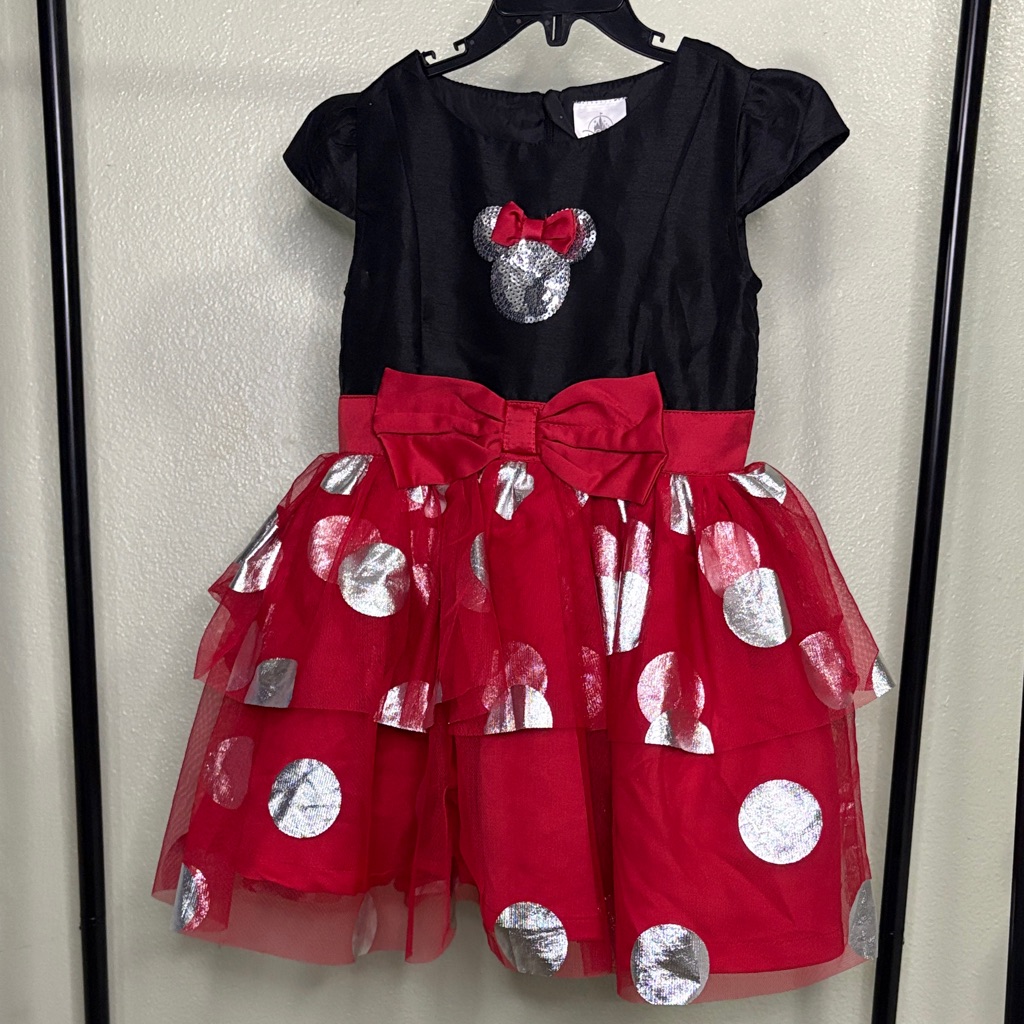Disney Minnie Mouse Black And Red Dress With Silver Accents